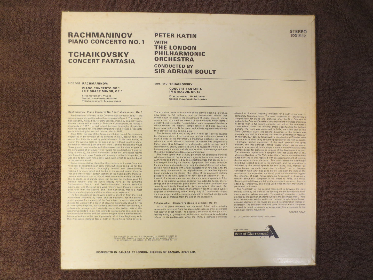 Peter KATIN Record, LONDON SYMPHONY Lp, Orchestra Record, Peter Katin Vinyl, Peter Katin Album, Classical Lp, 1968 Records