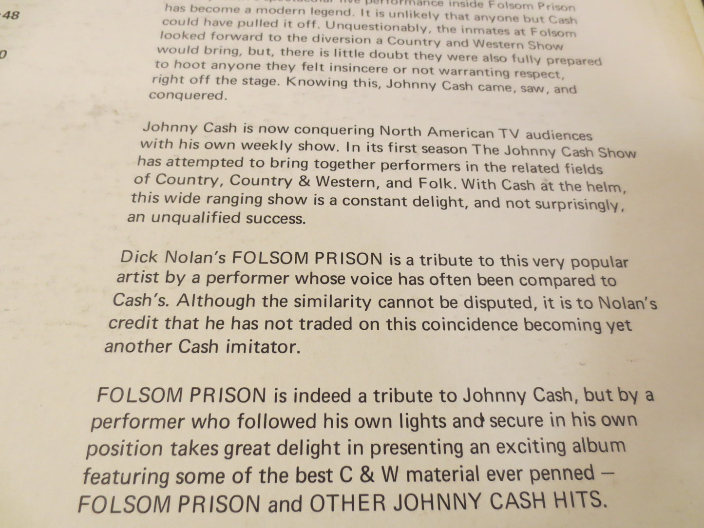 DICK NOLAN Record, Folsom Prison Album, Johnny Cash Record, Dick Nolan Album, Dick Nolan Vinyl, Vinyl Lp, Lps, 1968 Records