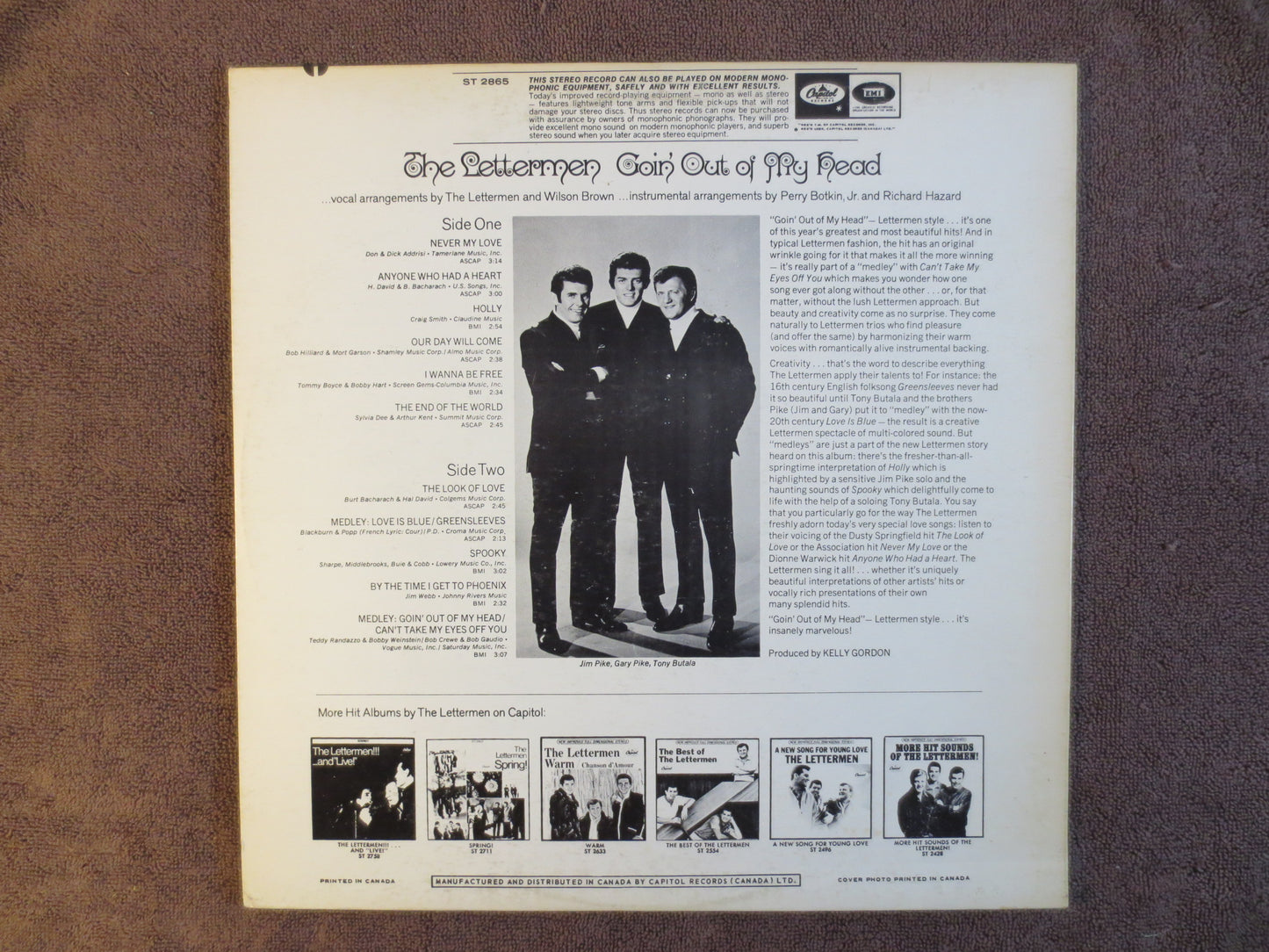 The LETTERMEN RECORD, The Lettermen Albums, Out of My Head Lp, The Lettermen Vinyl, The Lettermen Lp, Records, 1968 Records