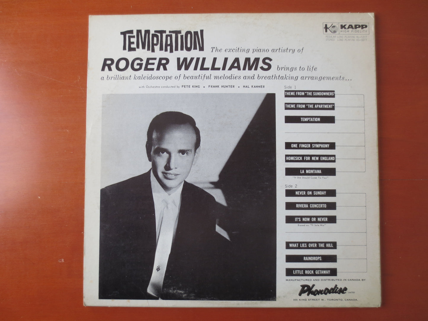 ROGER WILLIAMS, TEMPTATION, Roger William Albums, Roger Williams Music, Vintage Vinyl, Records, Vinyl Albums, 1960 Records