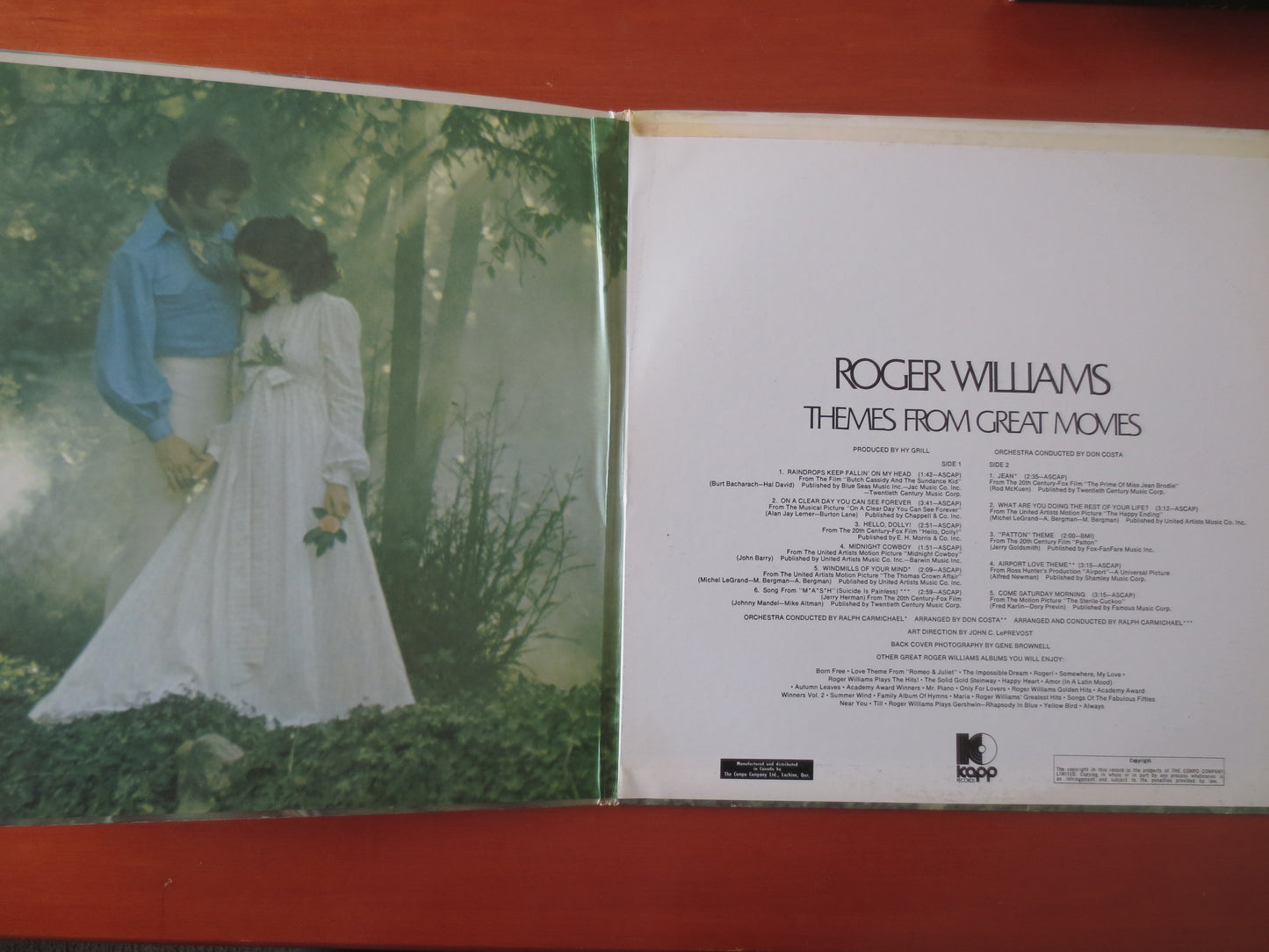 ROGER WILLIAMS, Themes From GREAT Movies, Roger Williams Album, Roger Williams Music, Vintage Vinyl, Records, 1970 Records