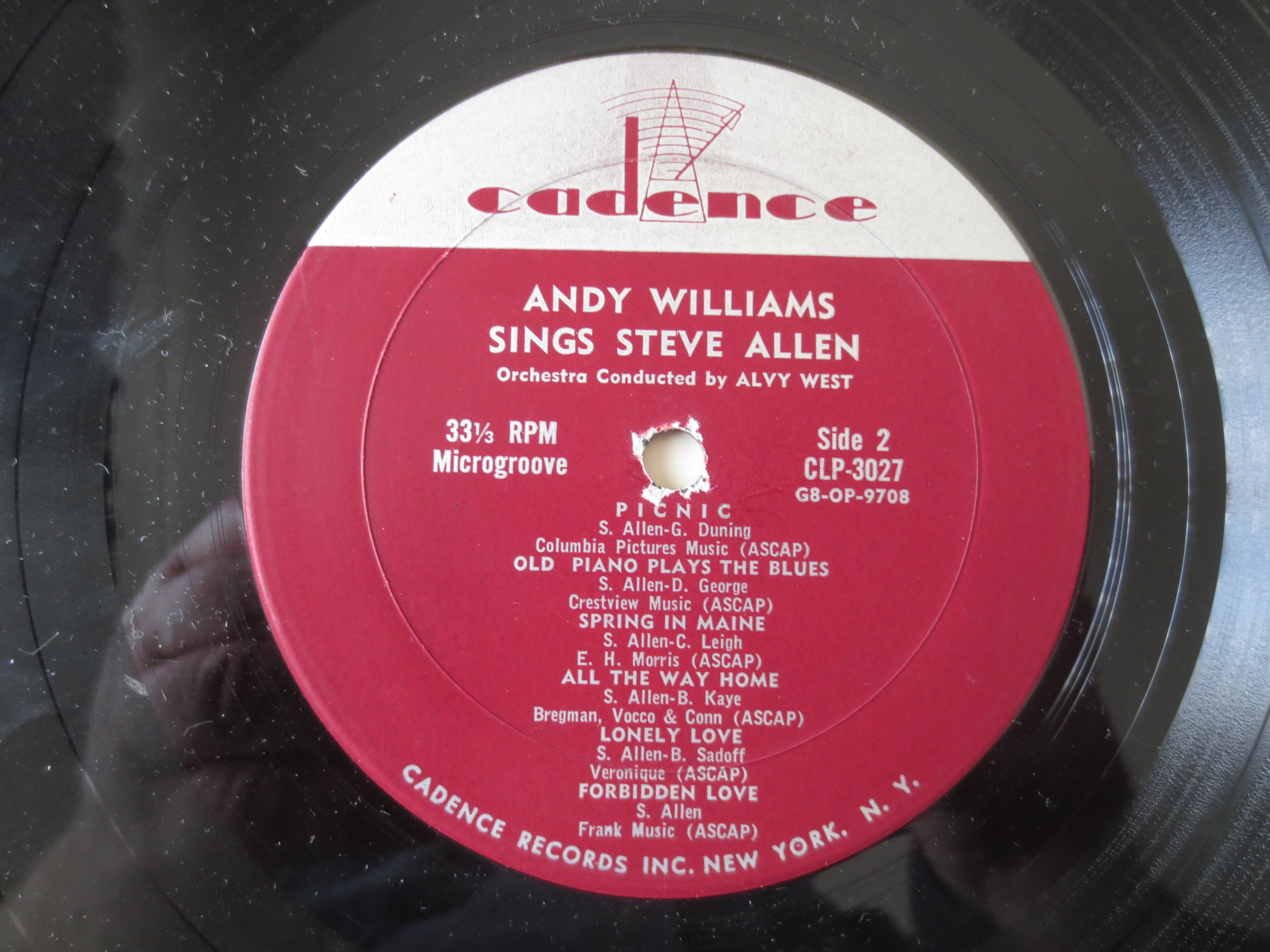 ANDY WILLIAMS, Sings Steve Allen, ANDY Williams Albums, Andy