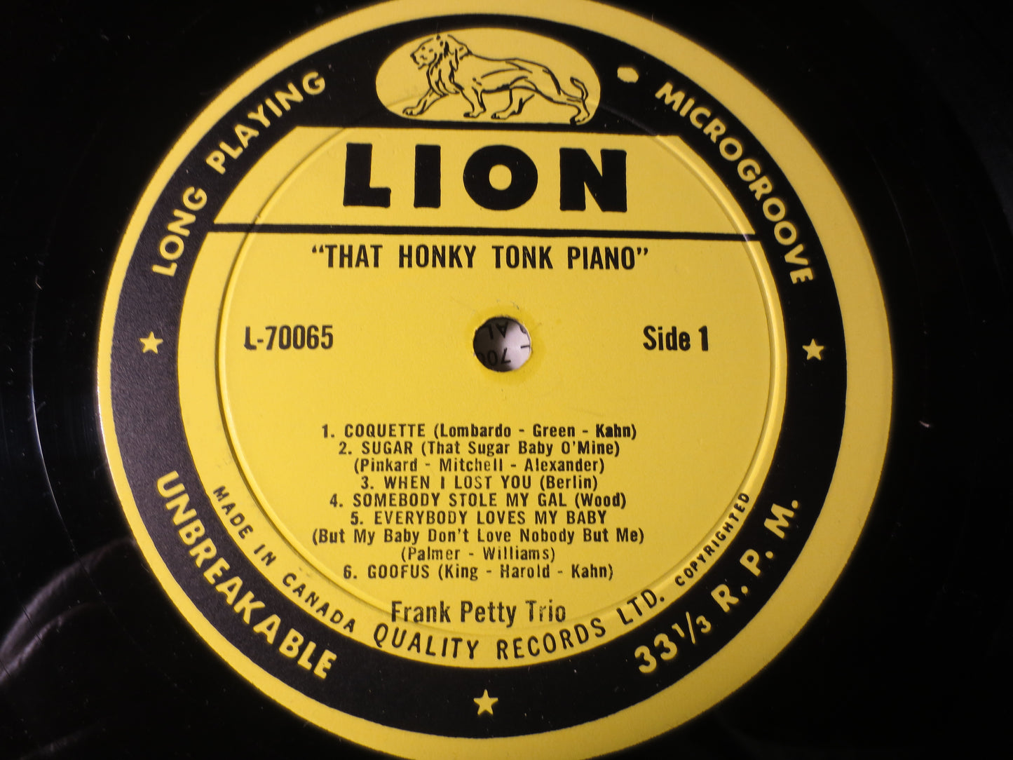 FRANK PETTY, That HONKY Tonk Piano, Ragtime Records, Vintage Vinyl, Record Vinyl, Record, Vinyl Record, Vinyl Album, Vinyl