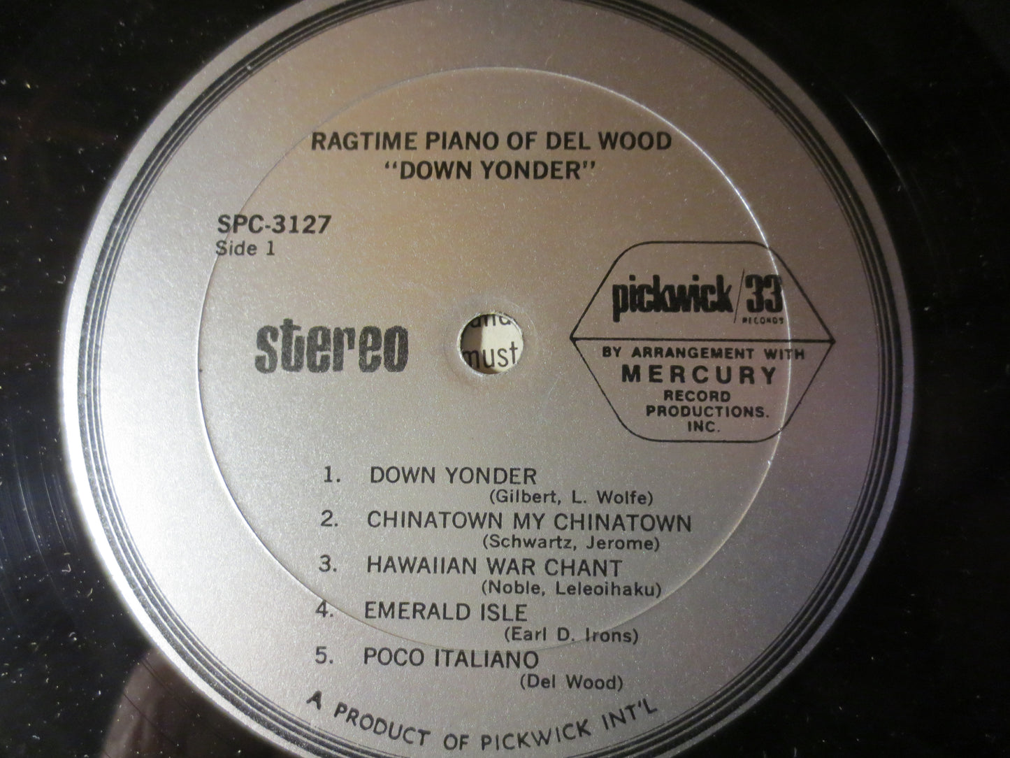 DEL WOOD, RAGTIME Piano, Down Yonder, Ragtime Records, Honky Tonk Records, Del Wood Records, Del Wood Album, 1967 Records