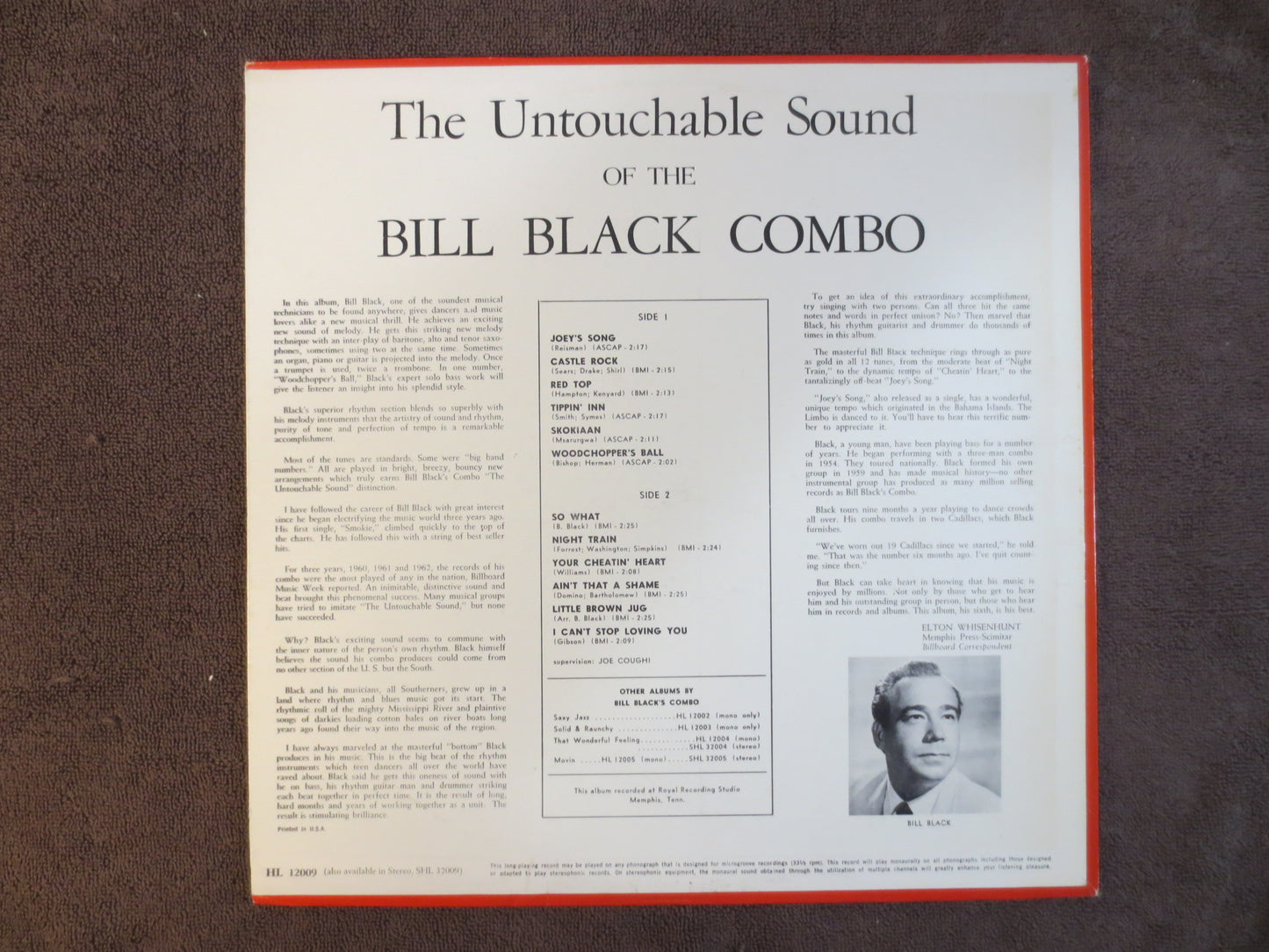 BILL BLACK Album, Untouchable SOUND, Bill Black Record, Bill Black Vinyl, Bill Black Lp, Jazz Album, Funk Lp, 1962 Record