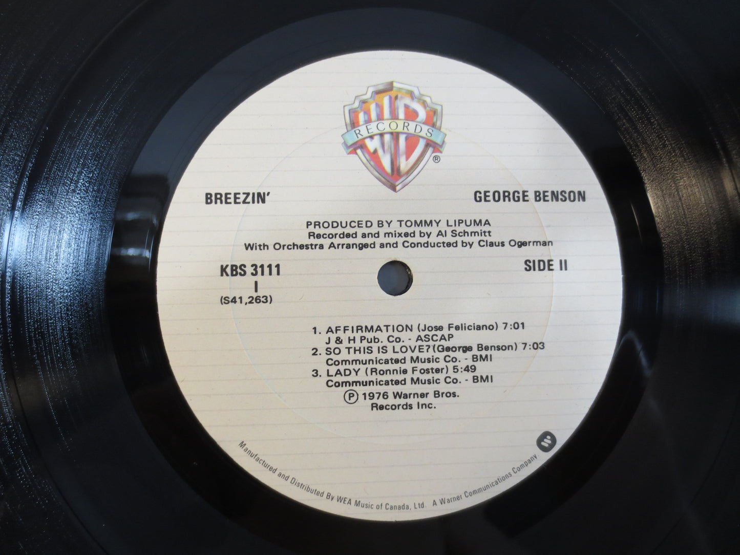 GEORGE BENSON, BREEZIN', George Benson Record, George Benson Album, George Benson Lp, Jazz Record, Jazz Vinyl, 1976 Records