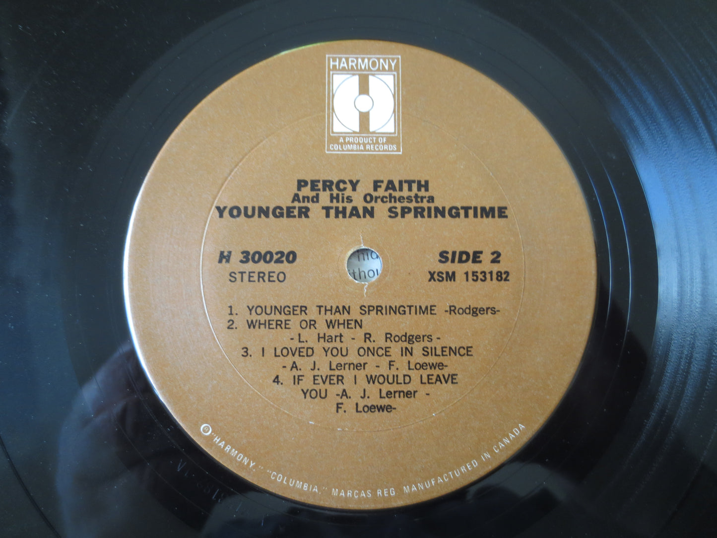 PERCY FAITH, YOUNGER Than Springtime, Columbia Records, Percy Faith Album, Percy Faith Vinyl, Vinyl Lp, 1967 Records