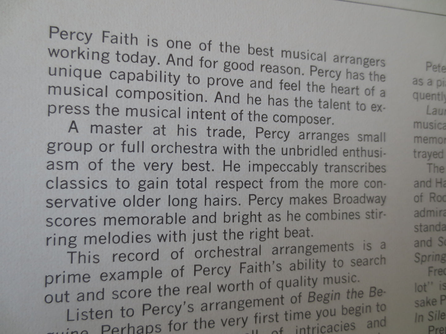 PERCY FAITH, YOUNGER Than Springtime, Columbia Records, Percy Faith Album, Percy Faith Vinyl, Vinyl Lp, 1967 Records