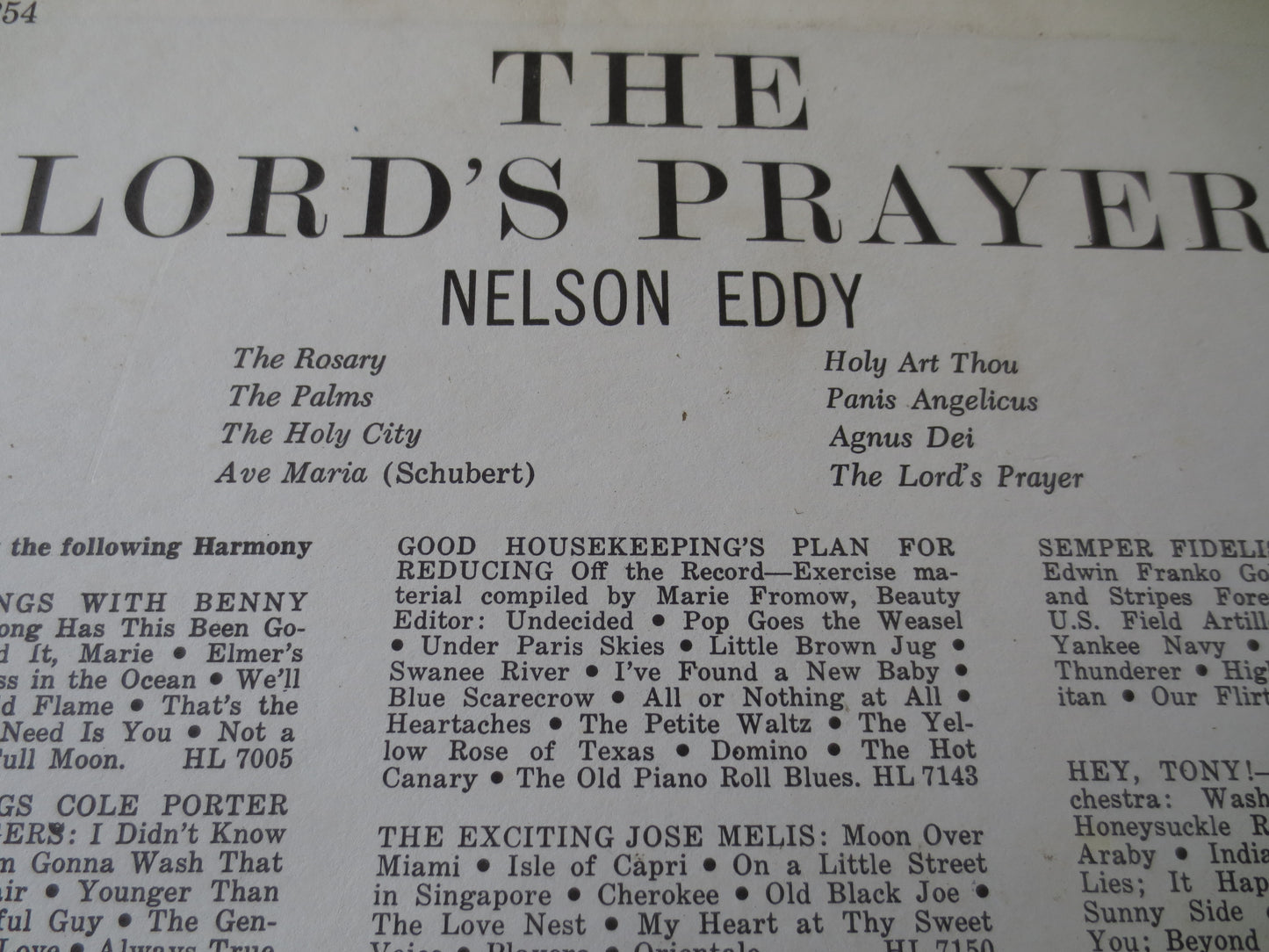 NELSON EDDY, The LORDS Prayer, Nelson Eddy Album, Nelson Eddy Vinyl, Nelson Eddy Lp, Vintage Vinyl, Lp, 1959 Records