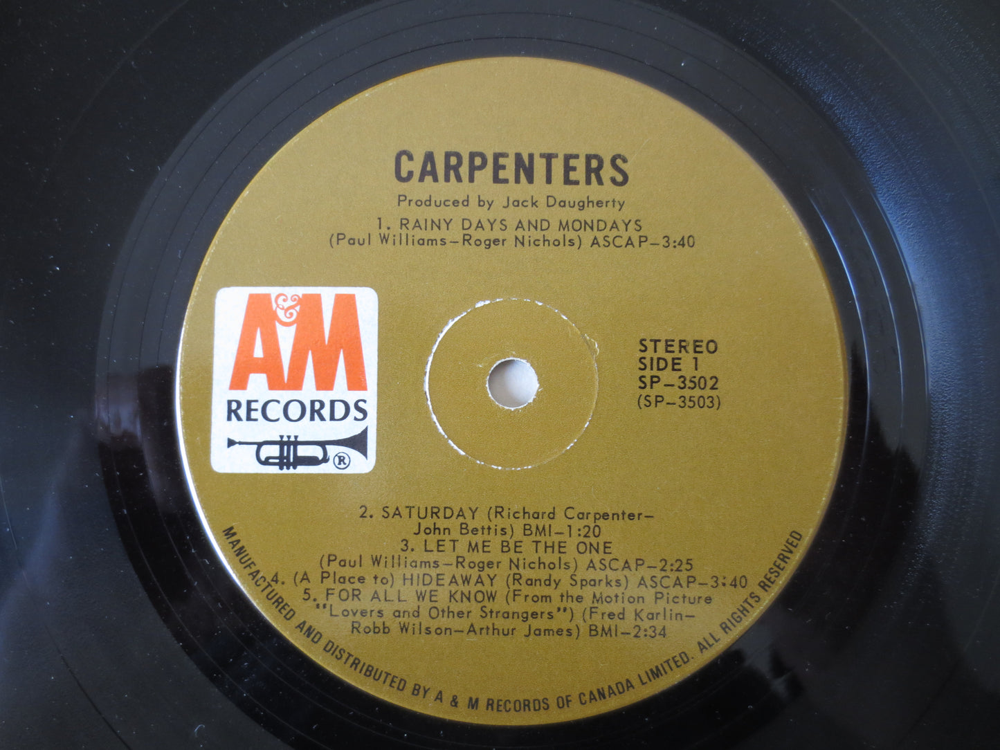 The CARPENTERS, 3rd RECORDS, Pop Records, The Carpenters Album, The Carpenters Lp, Vinyl Records, Pop Vinyl, 1971 Records