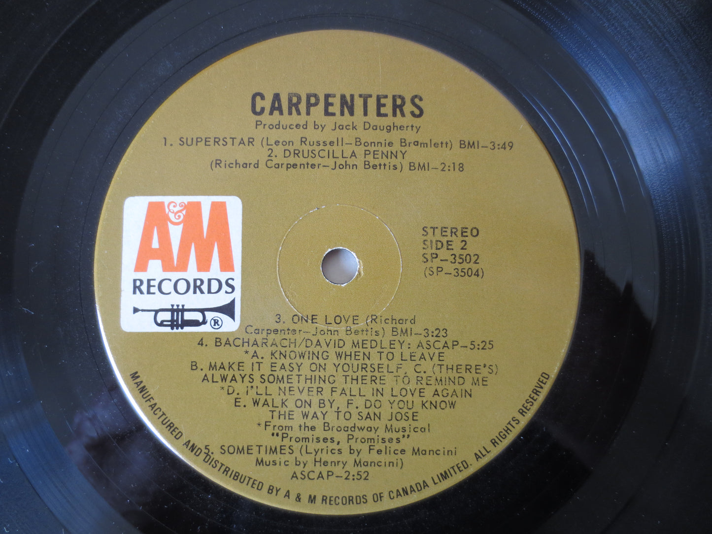 The CARPENTERS, 3rd RECORDS, Pop Records, The Carpenters Album, The Carpenters Lp, Vinyl Records, Pop Vinyl, 1971 Records