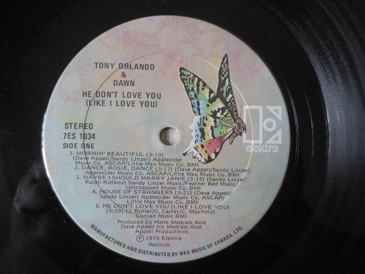 TONY ORLANDO,  He Don't LOVE You, Dawn Record, Dawn Albums, Vinyl, Tony Orlando Records, Tony Orlando Albums, 1975 Records