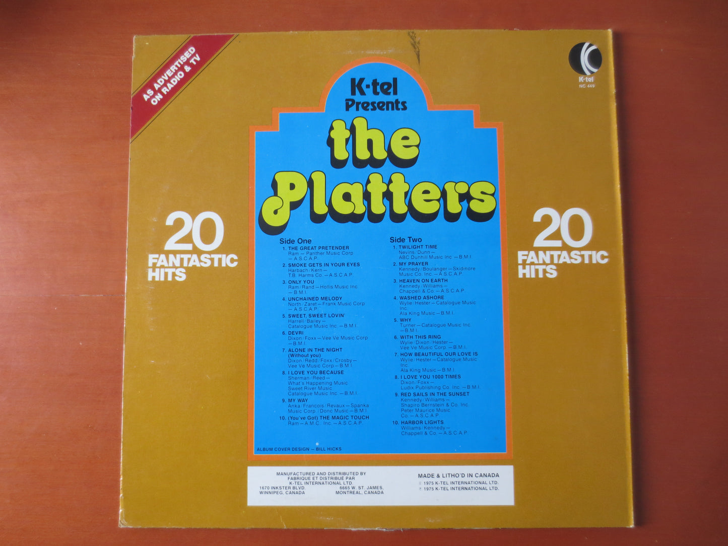 The PLATTERS, K-TEL RECORDS, 20 Fantastic Hits, The Platters Albums, The Platters Vinyl, Platters Lp, 1975 Records