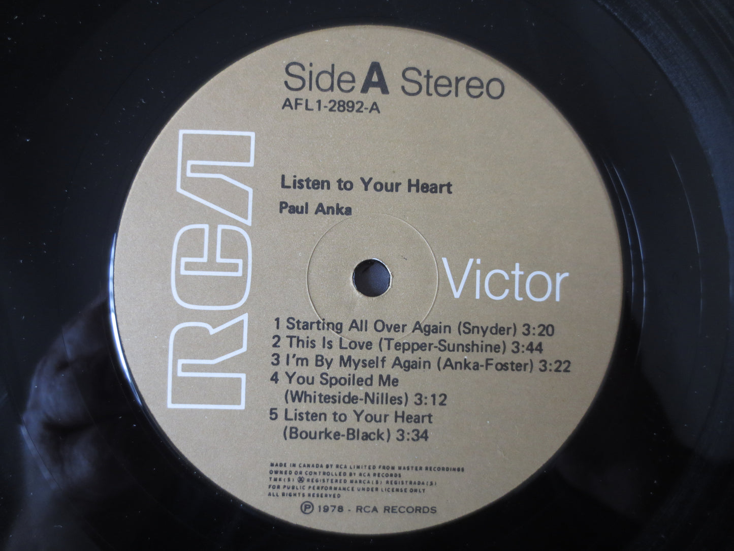 PAUL ANKA, Listen To Your Heart, Paul Anka Record, Paul Anka Vinyl, Paul Anka Album, Paul Anka Lp, Vinyl Lps, 1978 Records
