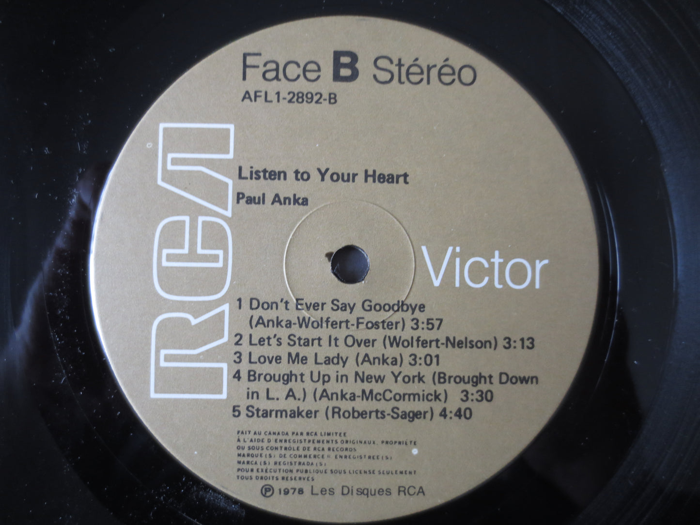 PAUL ANKA, Listen To Your Heart, Paul Anka Record, Paul Anka Vinyl, Paul Anka Album, Paul Anka Lp, Vinyl Lps, 1978 Records