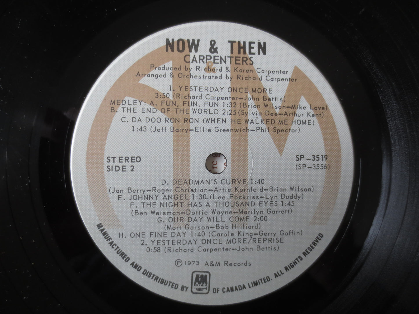 The CARPENTERS, NOW and Then, CARPENTERS Record, The Carpenters Vinyl, The Carpenters Album, Pop Music, Vinyl, 1973 Records