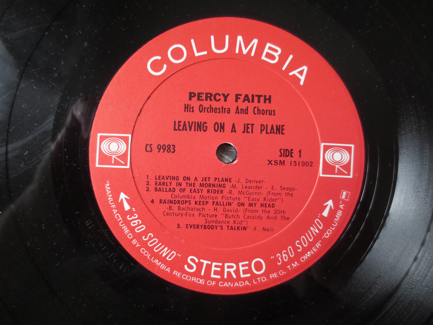 PERCY FAITH, Leaving On A Jet Plane, Columbia Records, Percy Faith Album, Percy Faith Vinyl, Vinyl Lp, 1969 Records