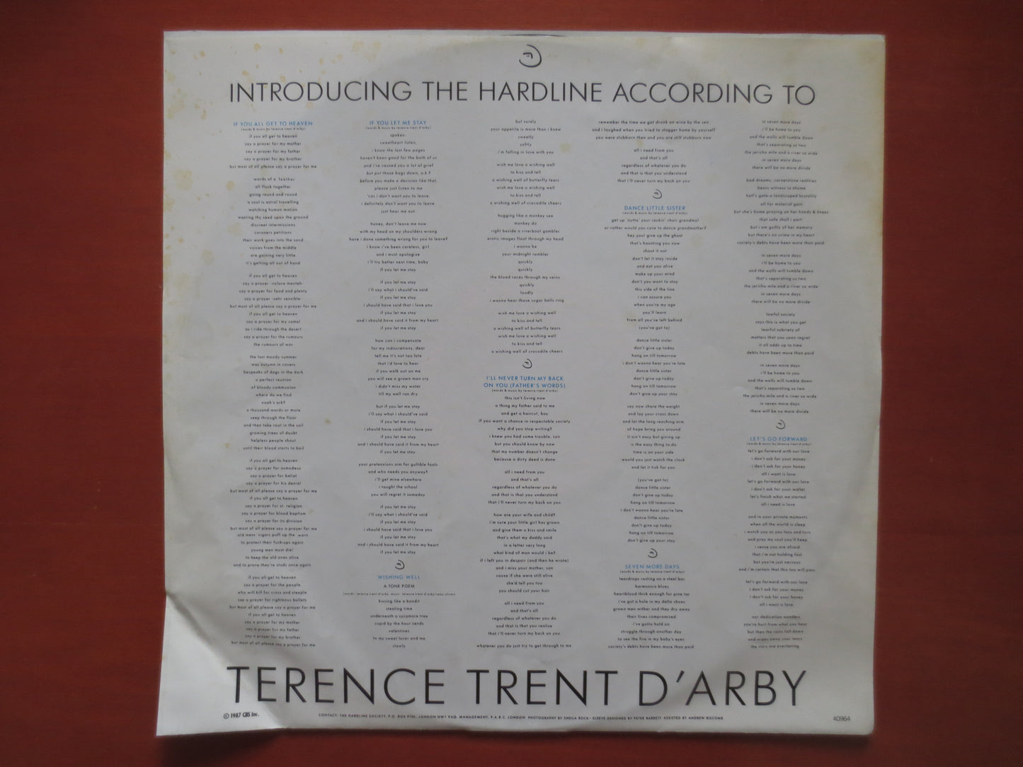 TERENCE TRENT D'ARBY, Debut Album, Pop Album, Soul Album, Pop Vinyl, Soul Vinyl, Dance Album, Soul Lp, Pop Lp, 1987 Records