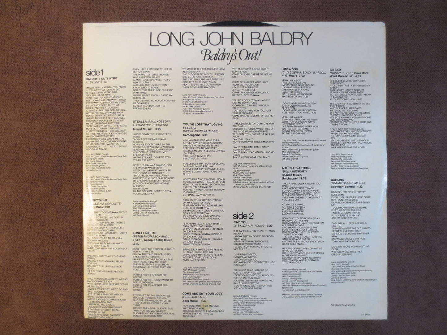 LONG JOHN BALDRY, Baldry's Out Album, Long John Baldry Lp, Blues Record, Blues Album, Blues Vinyl, Blues Lp, 1979 Records