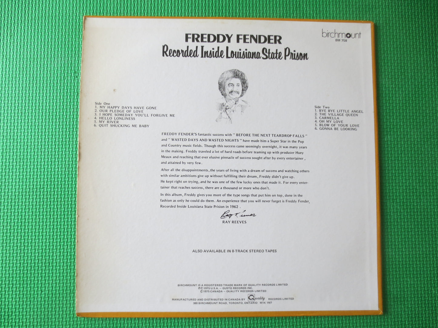 FREDDY FENDER, Louisiana State PRISON, Country Records, Record Vinyl, Freddy Fender Album, lps, Country lps, 1975 Records