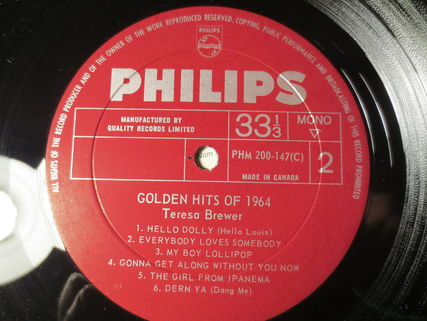 TERESA BREWER, GOLDEN Hits of 1964, Teresa Brewer Record, Teresa Brewer Album, Teresa Brewer Lps, Vinyl Lps, 1964 Records