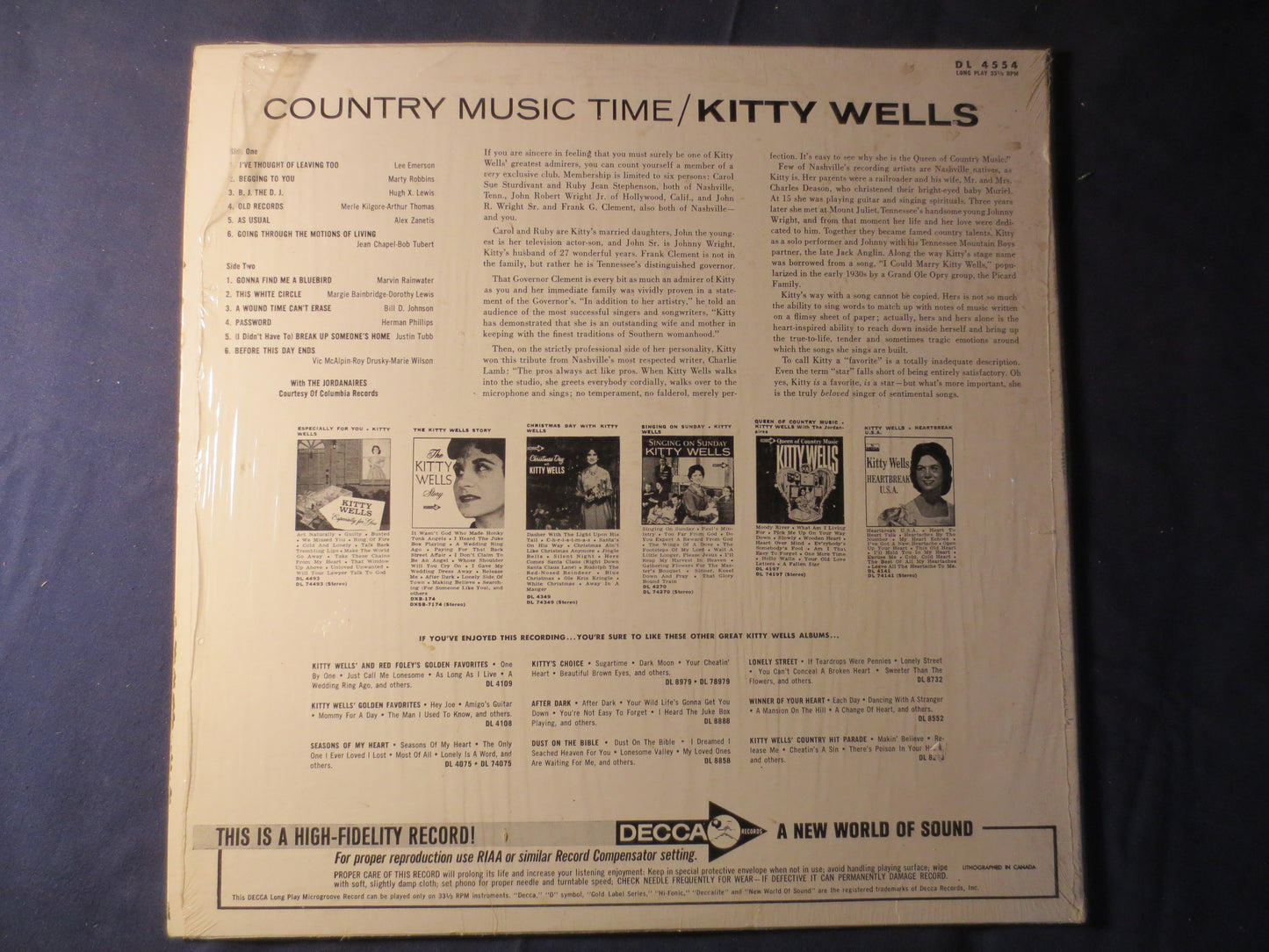 KITTY WELLS, Country MUSIC Time, Country Records, Kitty Wells Records, Kitty Wells Album, Vinyl Records, Vinyl, 1964 Record