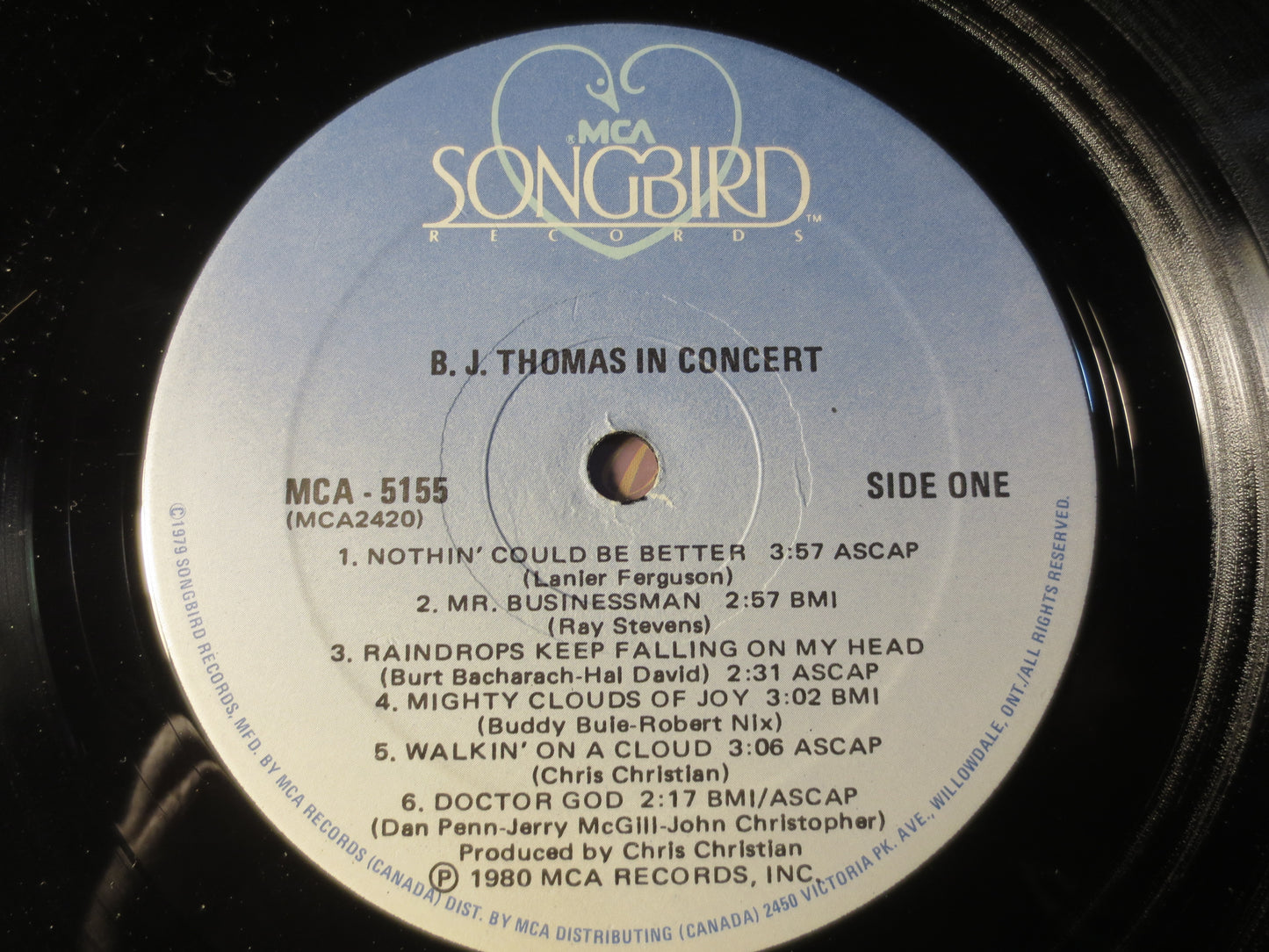 B J THOMAS, In CONCERT, B J Thomas Record, B J Thomas Album, B J Thomas Lp, Vinyl Record, Pop Music, Vinyl Lp, 1980 Records