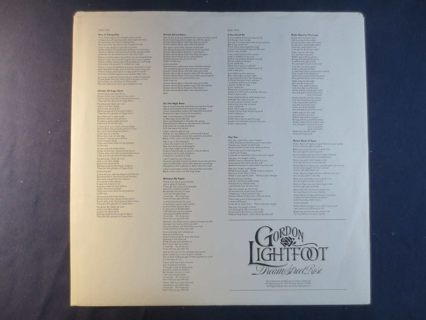 GORDON LIGHTFOOT, DREAM Street Rose,  Country Records, Country Vinyl, Record Vinyl, Records, Vinyl Records, 1980 Records