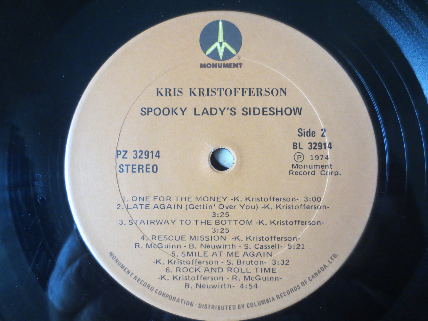 KRIS KRISTOFFERSON, SPOOKY Lady's Sideshow, Kristofferson, Vinyl Record, Vintage Vinyl, Record Vinyl, Records, 1974 Records