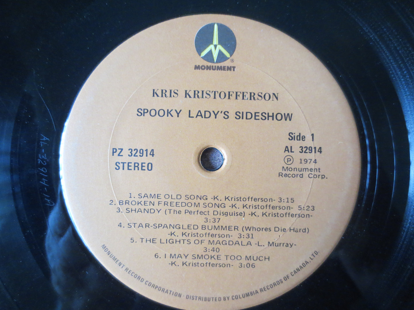 KRIS KRISTOFFERSON, SPOOKY Lady's Sideshow, Kristofferson, Vinyl Record, Vintage Vinyl, Record Vinyl, Records, 1974 Records
