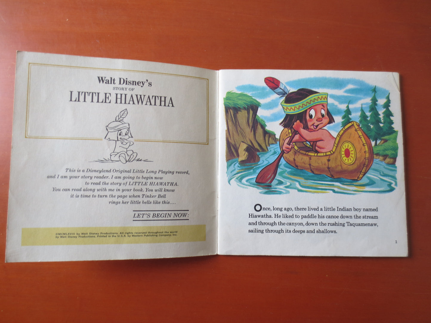 LITTLE HIAWATHA, DISNEY Album, Disneyland Records, Disney Records, Childrens Records, Disney Lp, Vinyl Lp, lp, 1968 Records