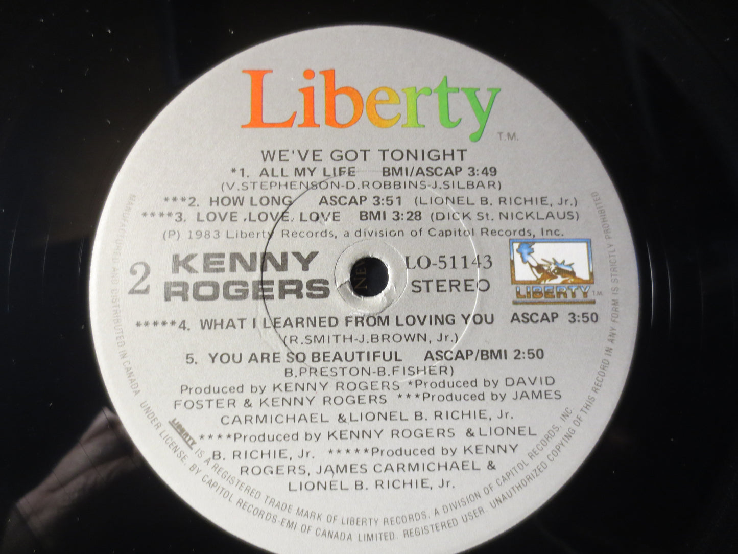 KENNY ROGERS, We've Got Tonight, Country Records, Kenny Rogers Record, Kenny Rogers Album, Kenny Rogers Lp, Vinyl Lps, 1983 Records