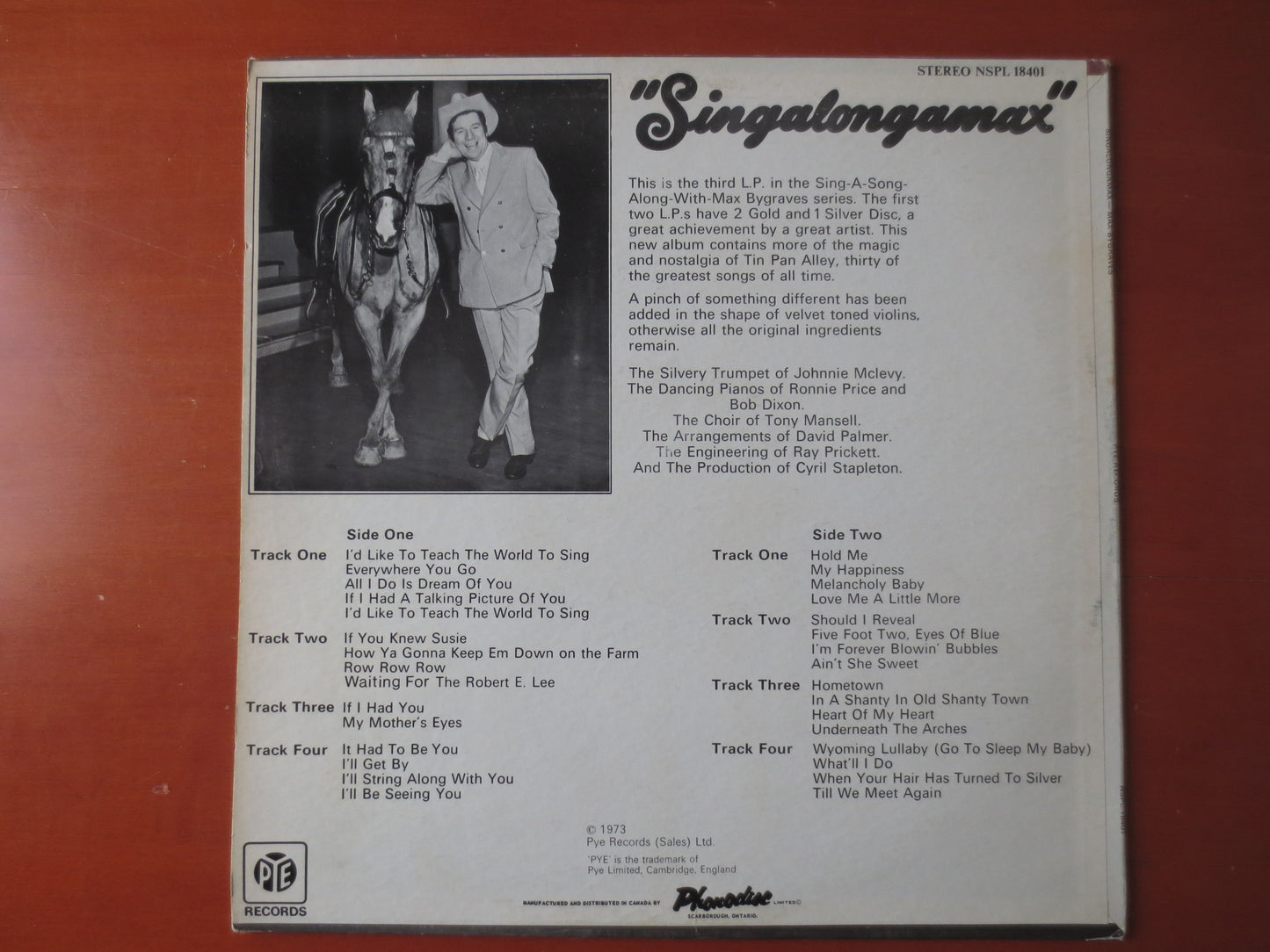 MAX BYGRAVES, SINGALONGAMAX, Max Bygraves Records, Max Bygraves Albums, Ragtime Records, Honky Tonk Album, Lps, 1973 Record