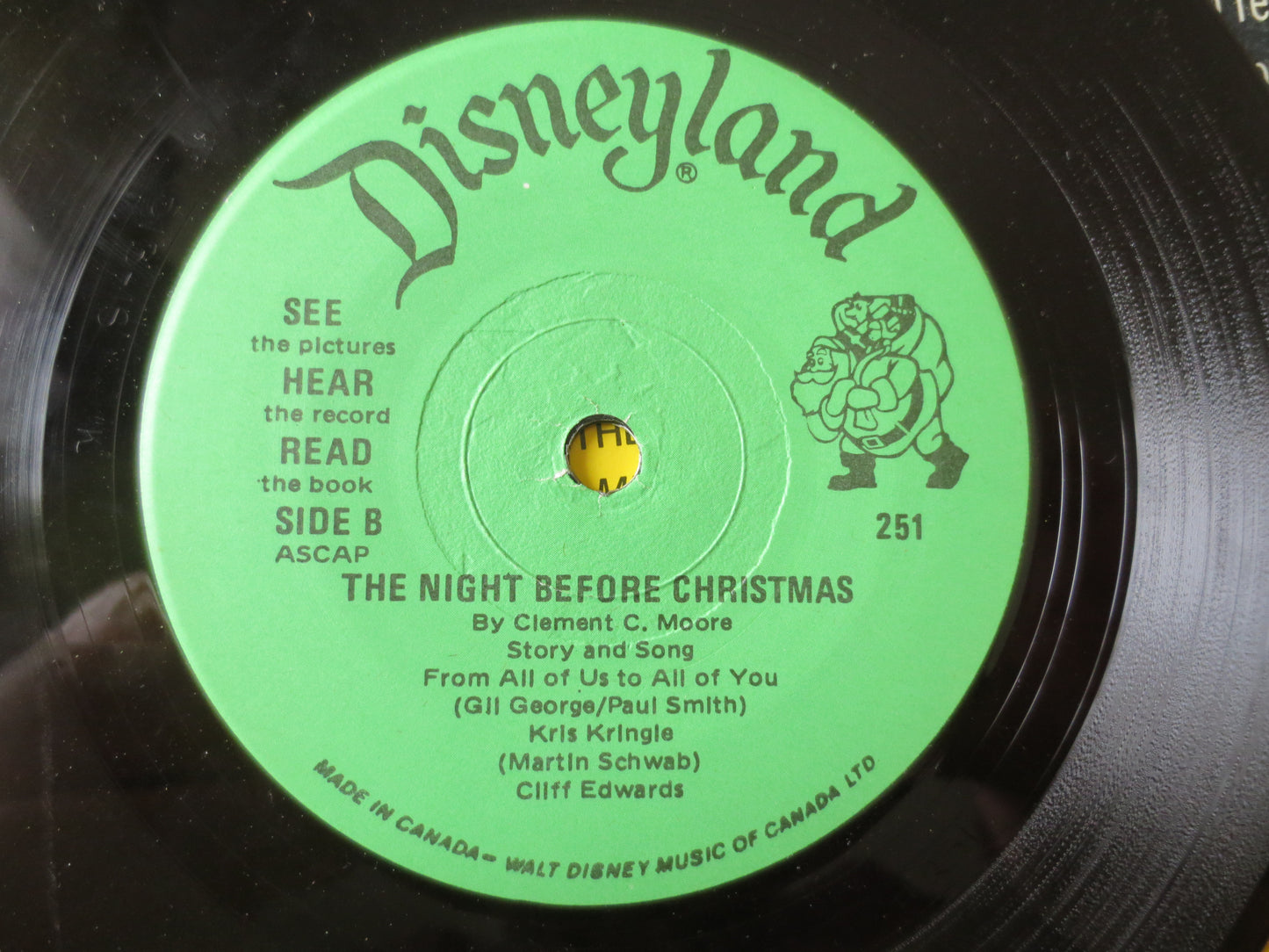 DISNEY Album, The Night Before Christmas, Disneyland Records, Disney Records, Childrens Record, Disney Lp, Lps, 1970 Record