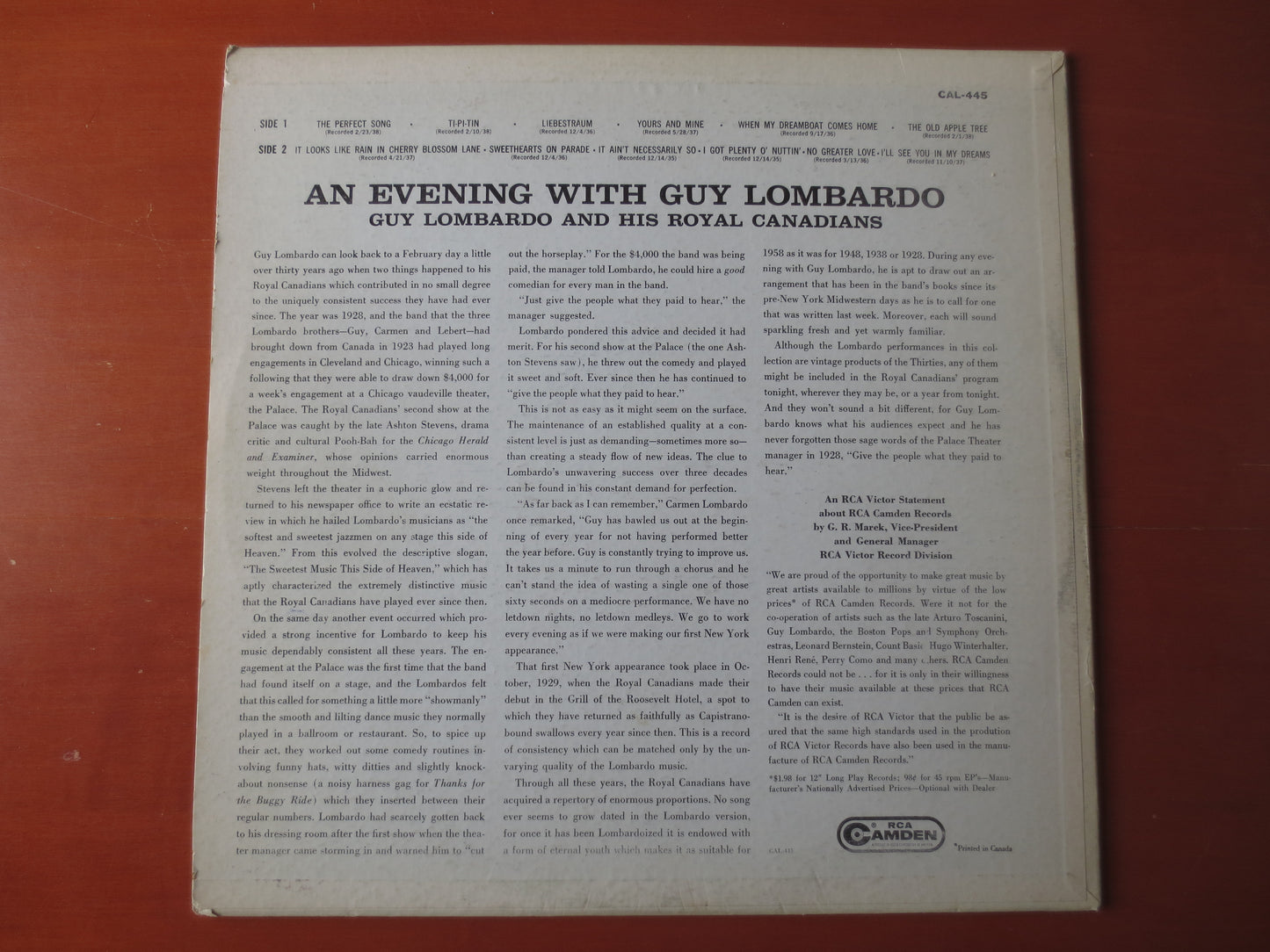 GUY LOMBARDO, An EVENING With, Guy Lombardo Records, Jazz Records, Record Vinyl, Guy Lombardo Albums, Vinyl, 1958 Records