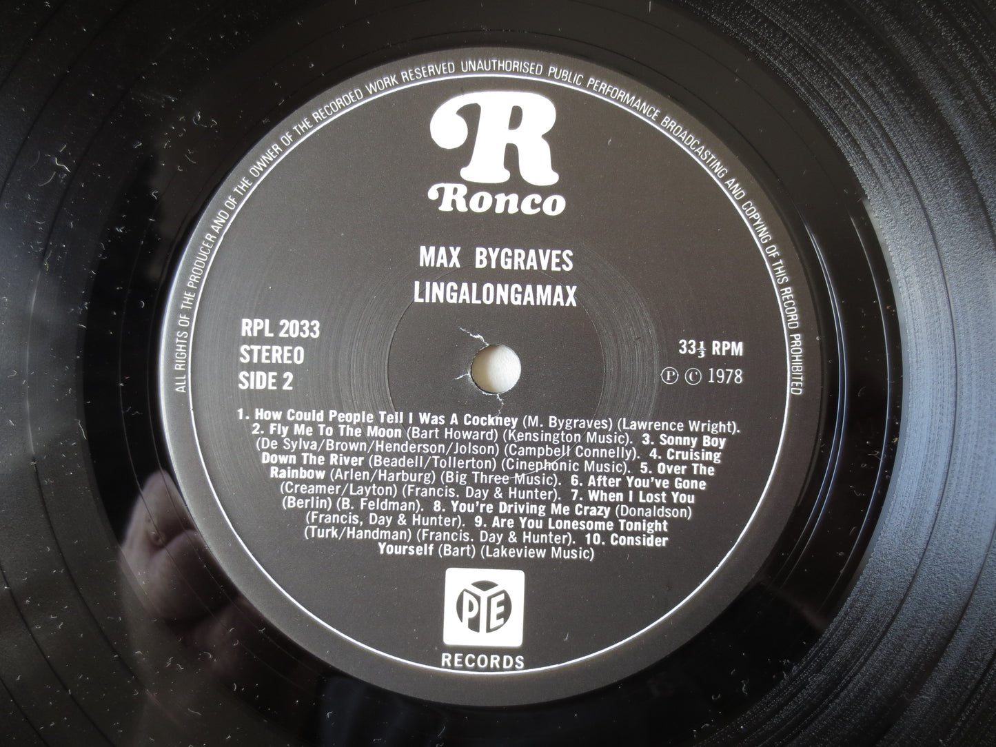 MAX BYGRAVES, LINGALONGAMAX, Max Bygraves Records, Max Bygraves Albums, Ragtime Records, Honky Tonk Album, Lps, 1978 Record