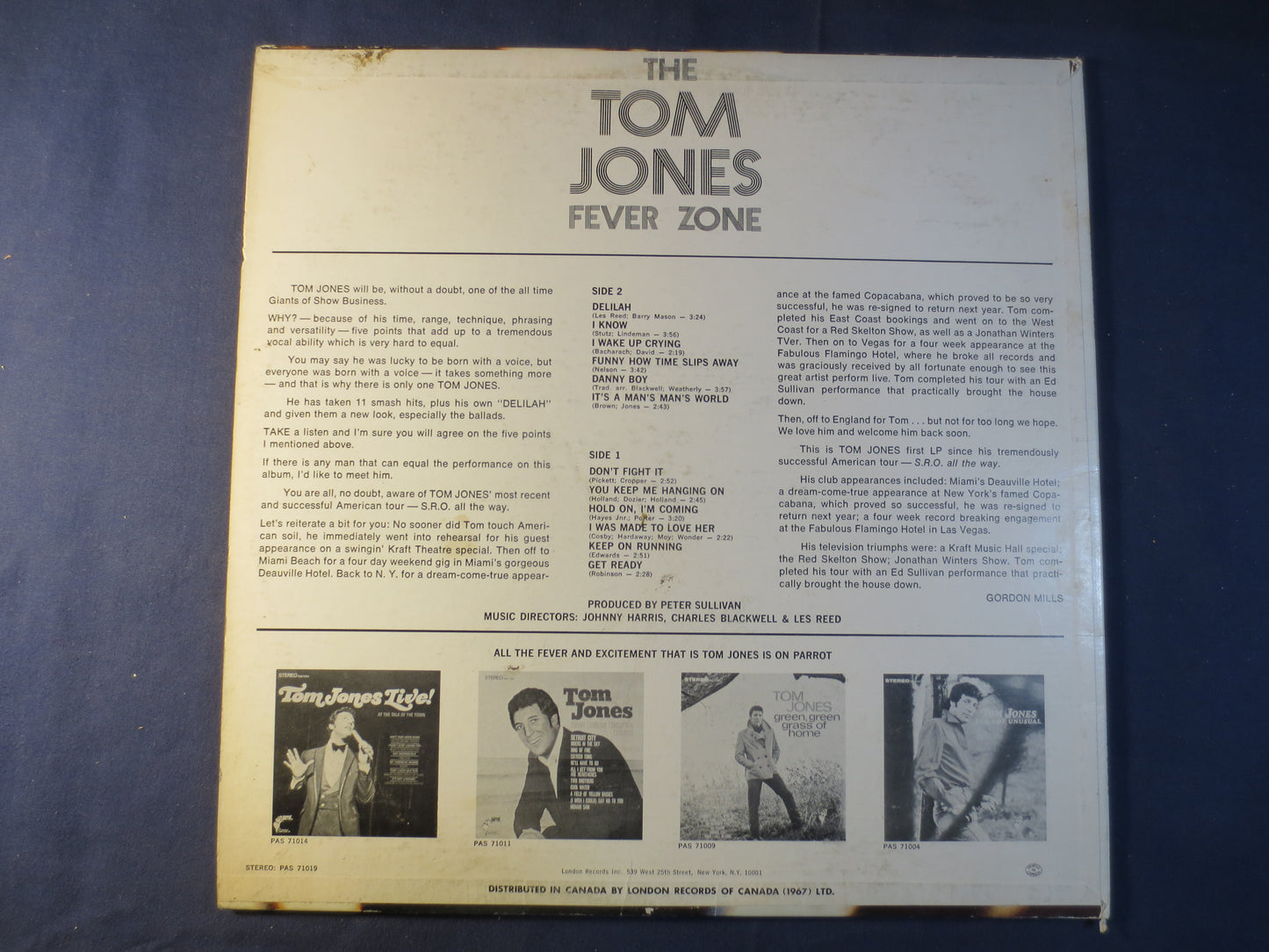 TOM JONES, FEVER Zone, Tom Jones Records, Tom Jones Album, Tom Jones Lp, Vinyl Records, Pop Record, Vinyl Lp, 1967 Records