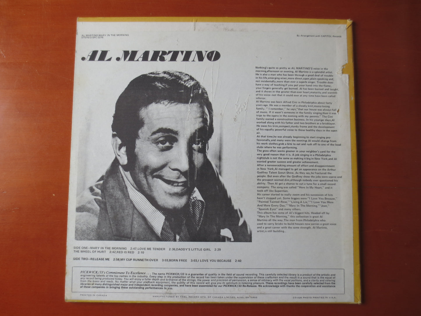 AL MARTINO, MARY in the Morning, Al Martino Album, Al Martino Vinyl, Al Martino Lp, Vinyl, Vinyl Album, 1971 Records