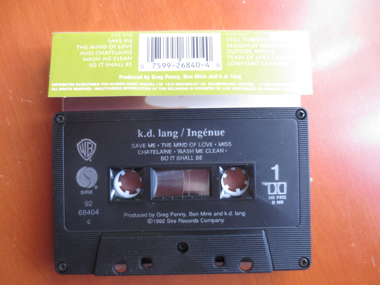 K D LANG, INGENUE Album, K D LANG Tape, K D Lang Album, K D Lang Music, K D Lang Lp, Tape Cassette, Cassette, 1992 Cassette