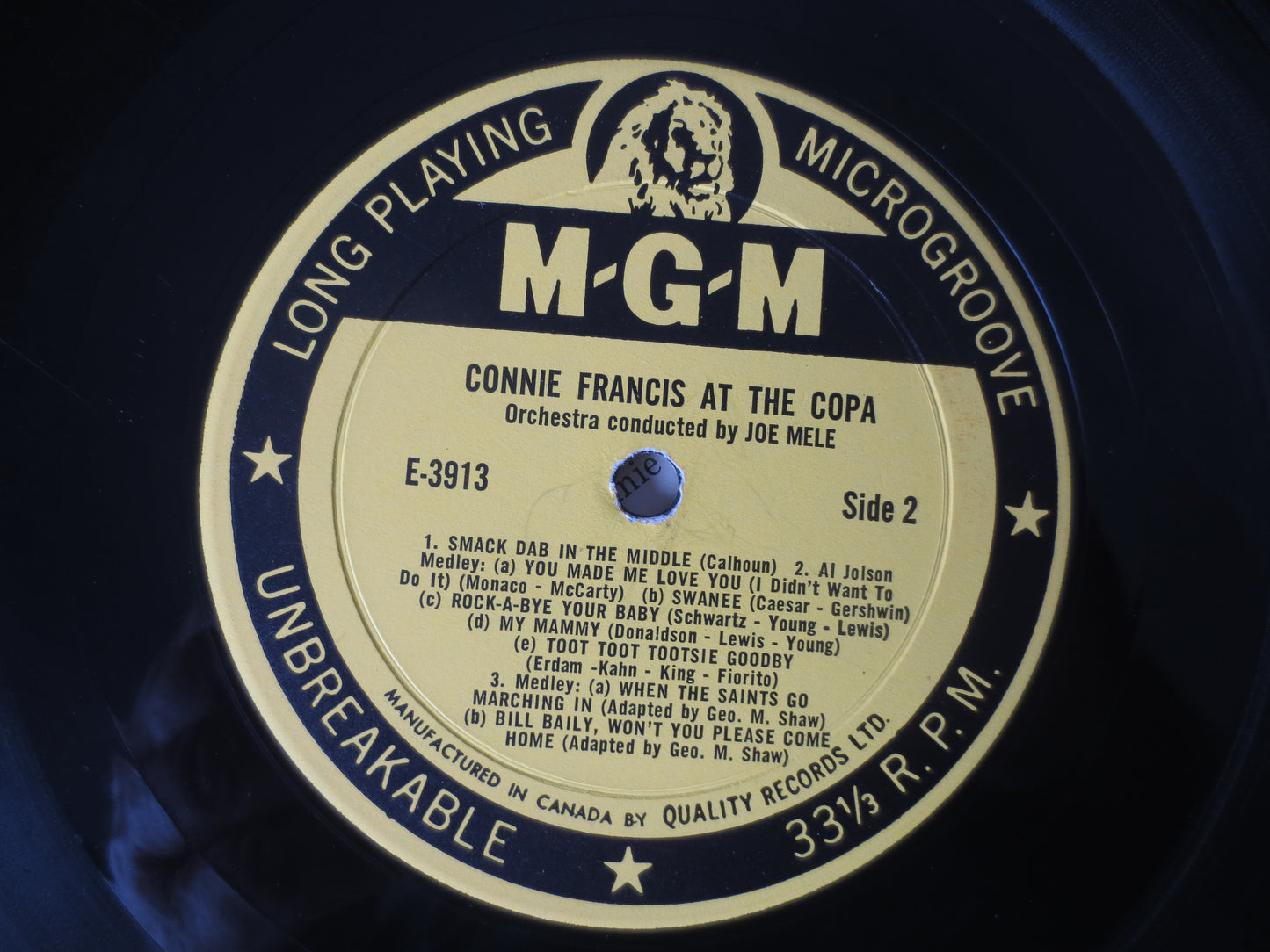 CONNIE FRANCIS, At The COPA, Connie Francis Vinyl, Connie Francis Album, Records, Vinyl Record, Record Vinyl, 1961 Records