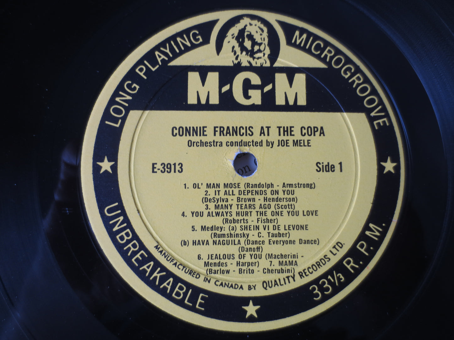 CONNIE FRANCIS, At The COPA, Connie Francis Vinyl, Connie Francis Album, Records, Vinyl Record, Record Vinyl, 1961 Records