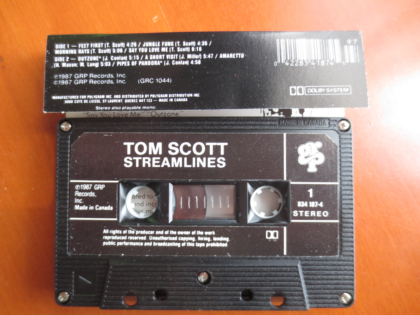 TOM SCOTT Tape, STREAMLINES Album, Tom Scott Album, Tom Scott Music, Tom Scott Song, Tape Cassette, Cassette, 1987 Cassette