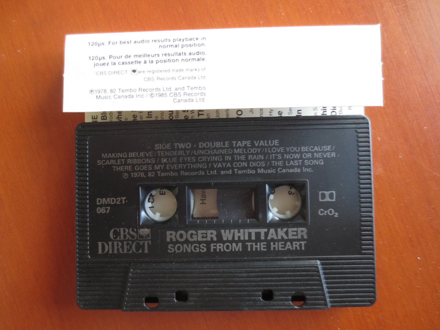 ROGER WHITTAKER, Songs From the HEART, Country Music Tape, Tape Cassette, Country Cassette, Country Album, 1985 Cassette