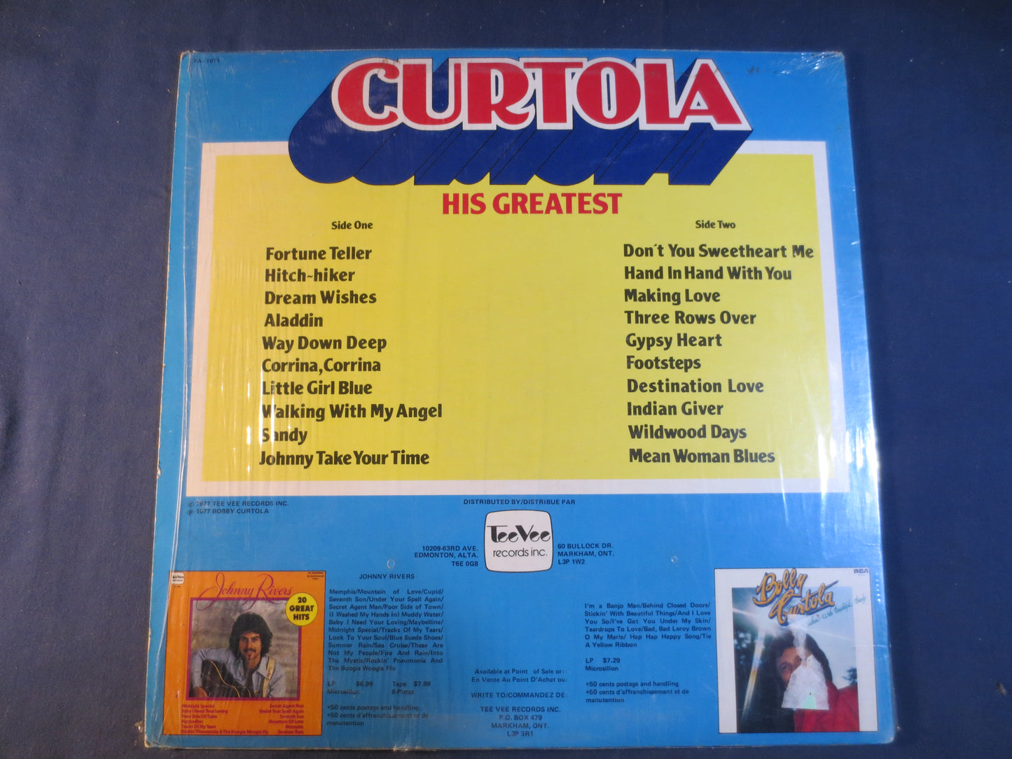 BOBBY CURTOLA, His GREATEST, Tee Vee Records, Bobby Curtola Record, Bobby Curtola Album, Lps, Vinyl Record, 1977 Records