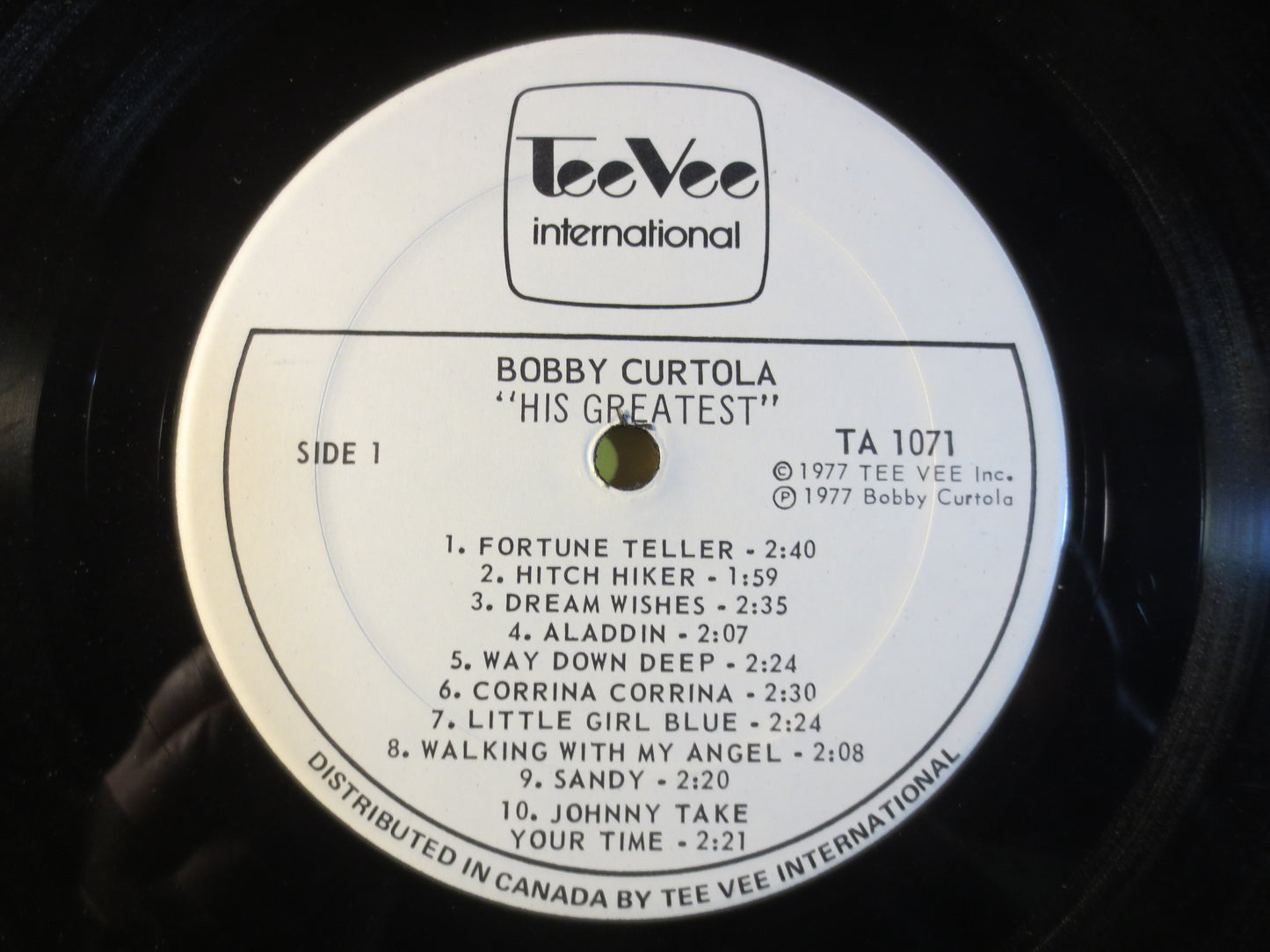 BOBBY CURTOLA, His GREATEST, Tee Vee Records, Bobby Curtola Record, Bobby Curtola Album, Lps, Vinyl Record, 1977 Records