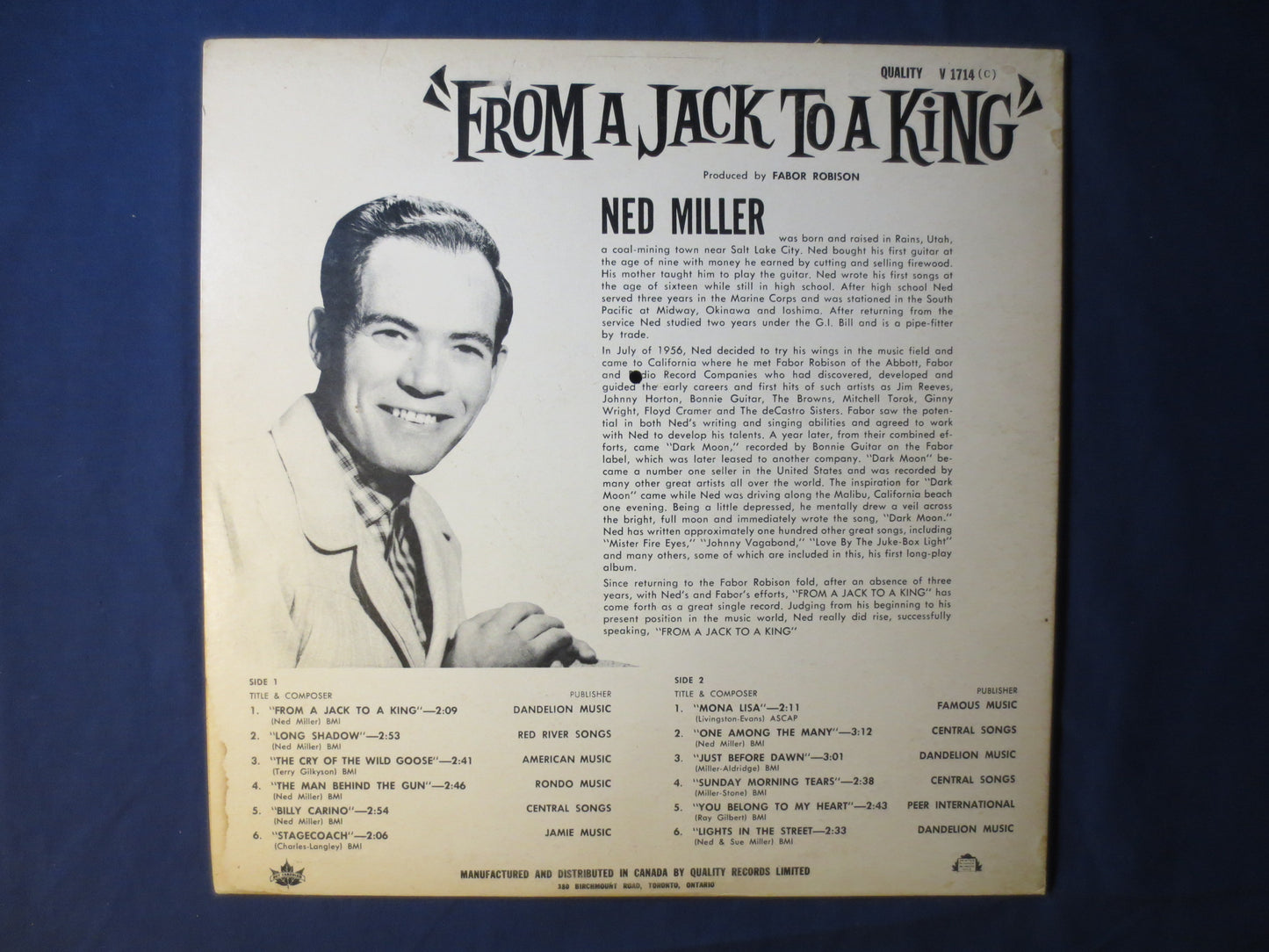 NED MILLER, From a JACK to a King, Ned Miller Record, Ned Miller Album, Ned Miller Lp, Ned Miller Vinyl, Vinyl, 1963 Record