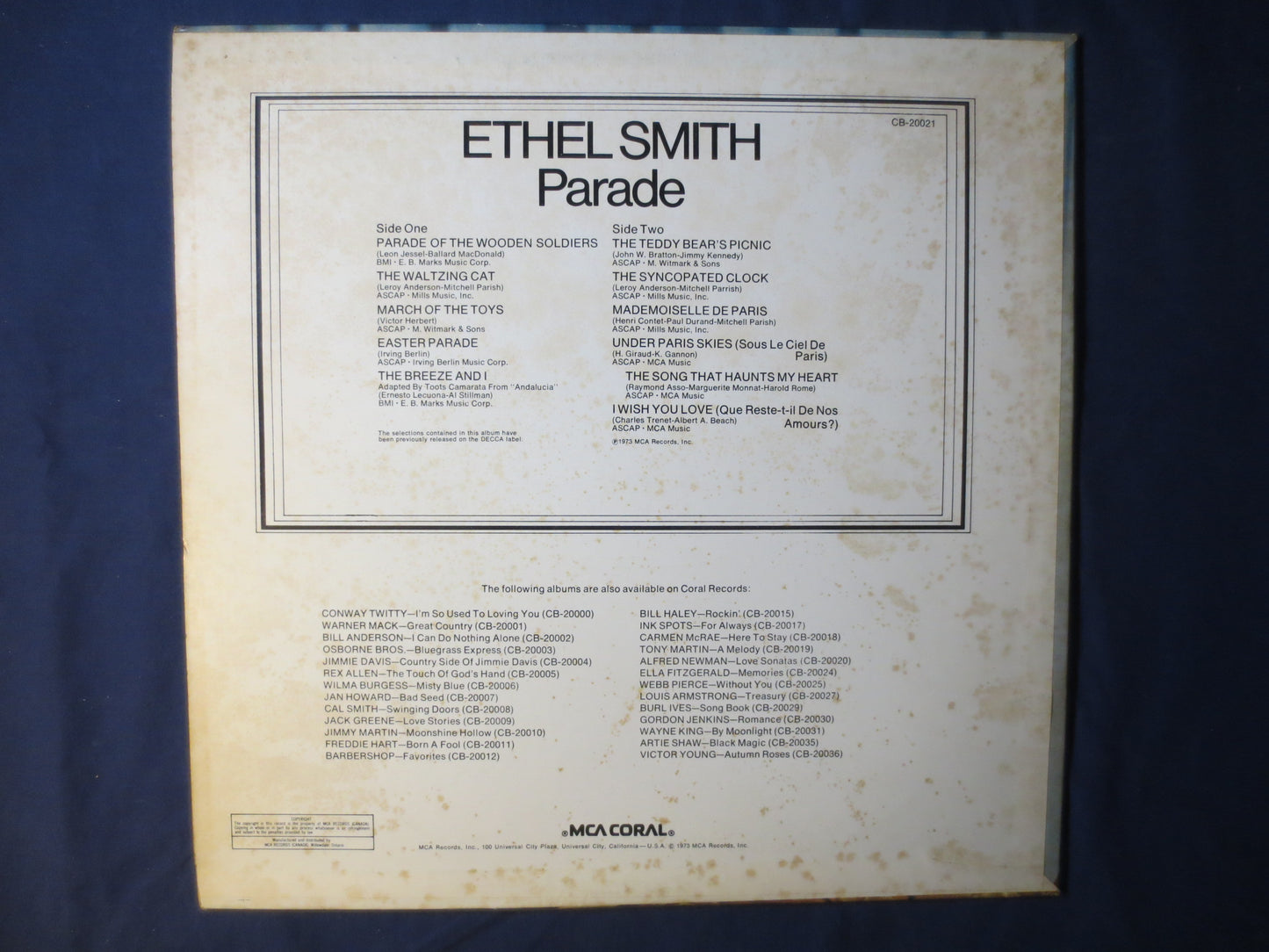 ETHEL SMITH, PARADE, Ethel Smith Record, Ethel Smith Album, Ethel Smith Vinyl, Ethel Smith Lp, Organ Album, 1973 Records