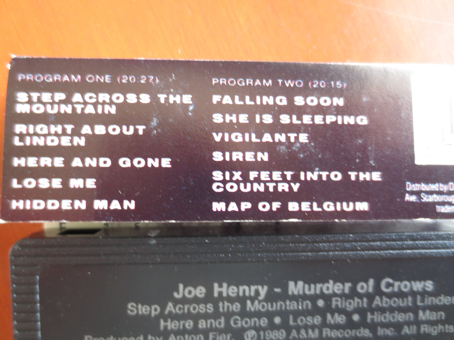 JOE HENRY, Murder of CROWS, Joe Henry Cassette, Murder of Crows Lp, Tape Cassette, Cassette, Rock Cassette, 1989 Cassette