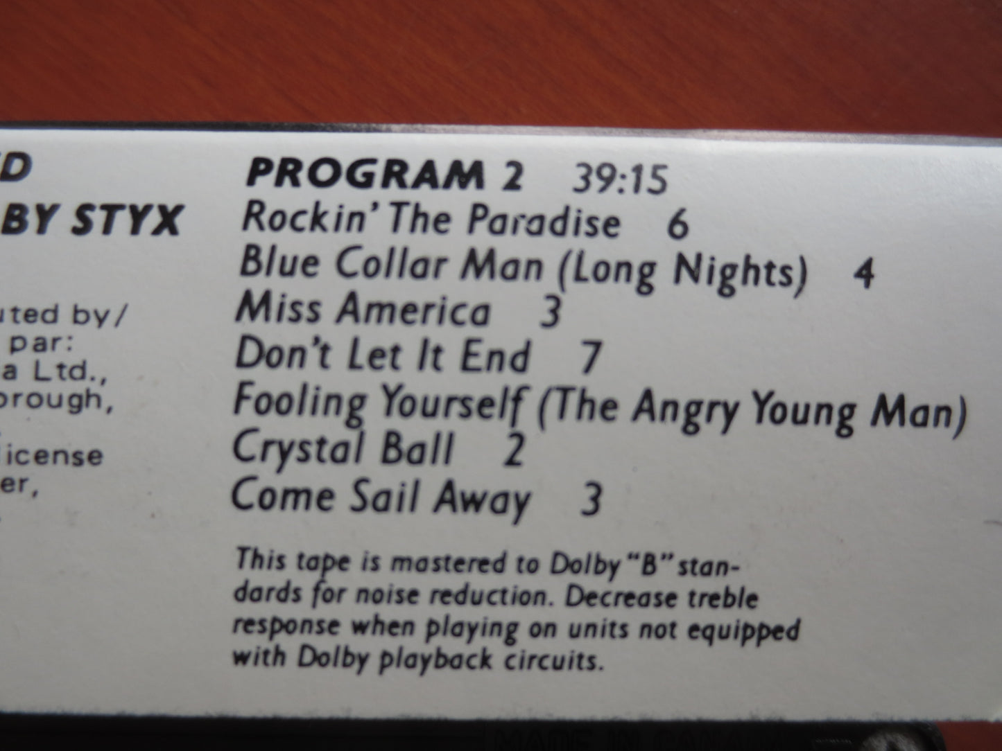 STYX Tape, LIVE Tape, STYX Album, Styx Music, Styx Song, Tape Cassette, Cassette, Rock Cassette, Rock Tapes, 1984 Cassette