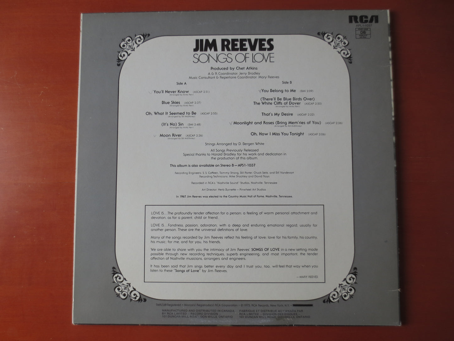 JIM REEVES, Songs of LOVE, Jim Reeves Albums, Jim Reeves Records, Country Albums, Country Records, Vinyl Lps, 1975 Records